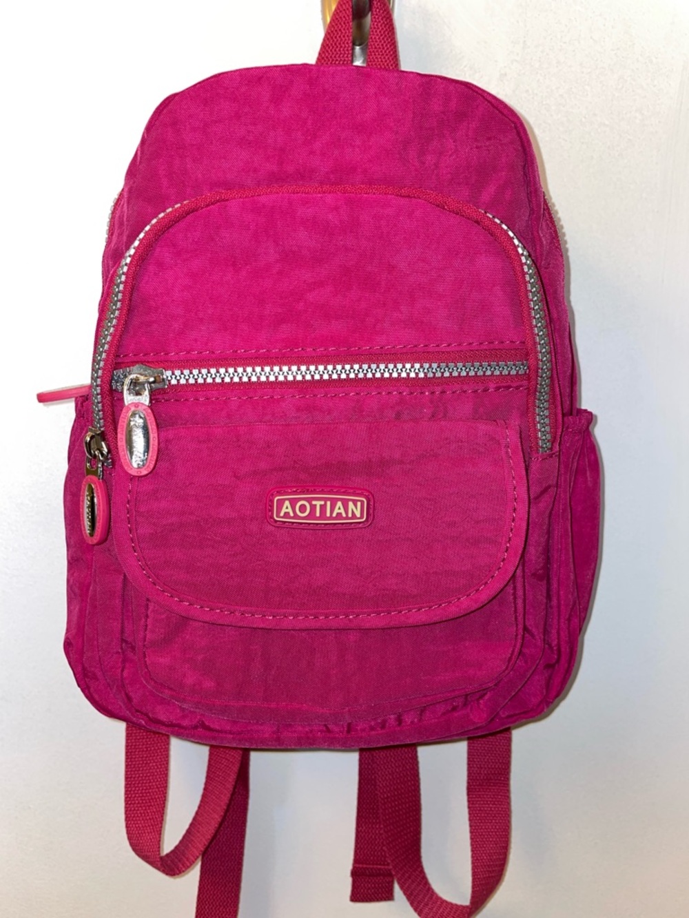 Aotian Pink Mini Nylon Backpack for Women